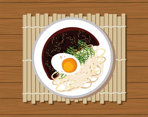 Jajangmyeon вкусно в таблице — стоковый вектор