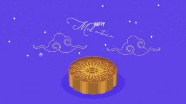 Mutlu sonbahar ortası festivalleri Ay pastası ile birlikte