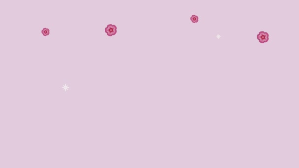 Веселая осенняя анимация с розовым узором цветов — стоковое видео