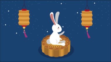 # Mutlu sonbahar festivali animasyonları # # Tavşanlı ay pastası #