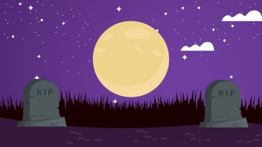 Mezarlıktaki hayaletle Cadılar Bayramı animasyonunuz kutlu olsun.