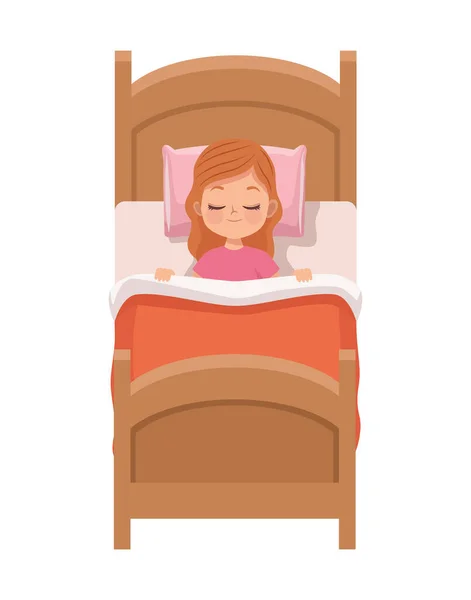 ベッドで寝てる女の子 — ストックベクタ