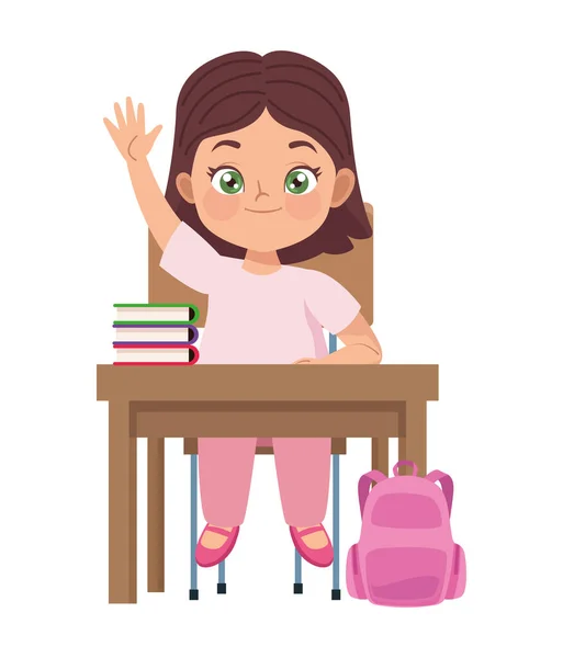 Dívka ve školní lavici — Stockový vektor
