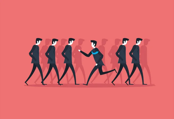 Hombres de negocios caminando y corriendo — Vector de stock