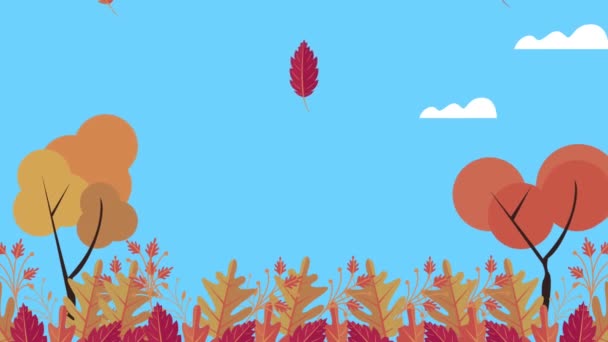 Hallo Herbst Animation mit Feldszene — Stockvideo