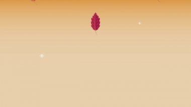 Merhaba sonbahar animasyonu yapraklar ve palamut desenli