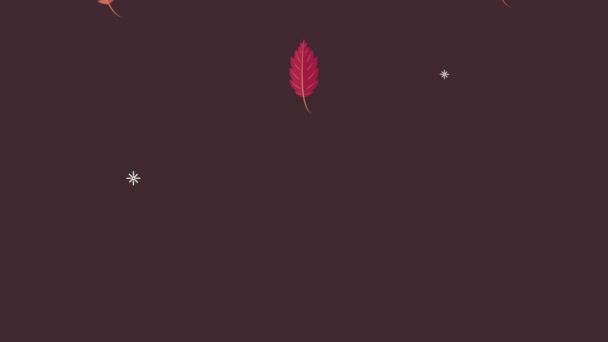 Hallo Herbst Animation mit Kürbis und Blättern — Stockvideo
