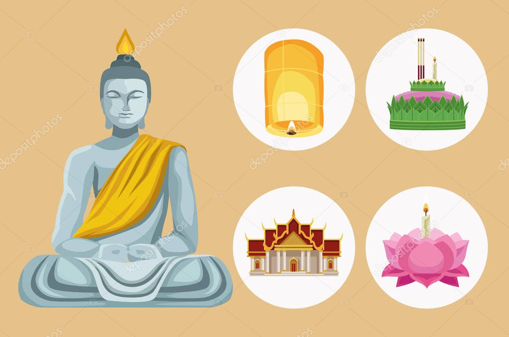 five loy krathong icons