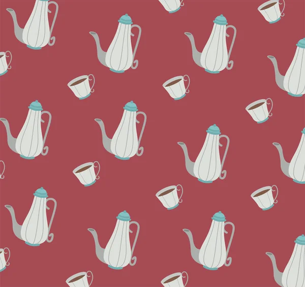 Çaydanlıklar ve çay fincanları deseni — Stok Vektör