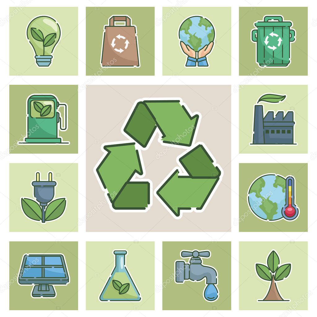 thirteen ecology concept icons