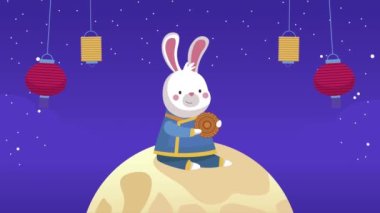 Dolunayda tavşanla sonbahar animasyonu