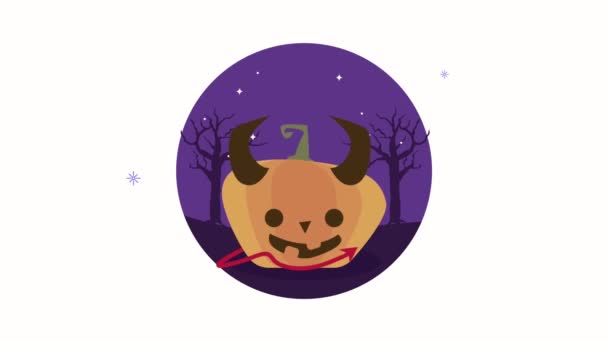 Animação feliz halloween diabo abóbora — Vídeo de Stock