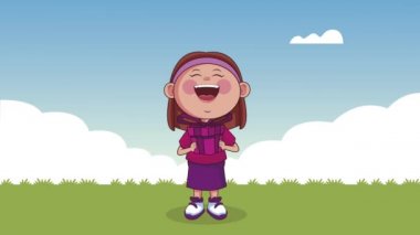 Tarlada mutlu küçük bir kız.