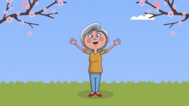 Tarla animasyonundaki sevimli büyükanne.