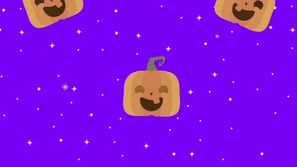 Gelukkig halloween pompoenen patroon animatie — Stockvideo