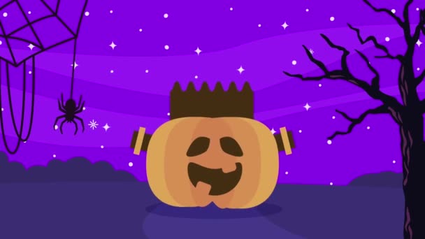 Fröhliche halloween frankenstein kürbis animation — Stockvideo