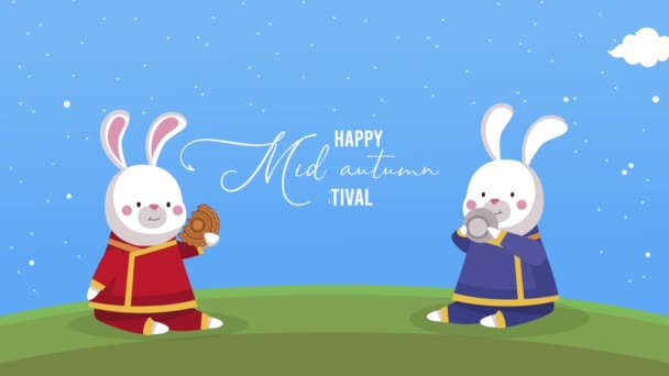 Animation lettrage mi-automne avec couple de lapins — Video