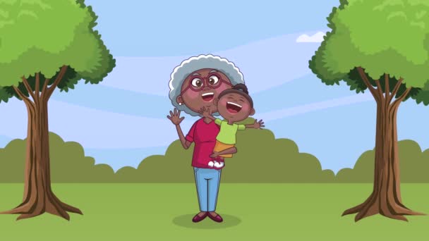 Słodkie afro babcia i wnuczka — Wideo stockowe