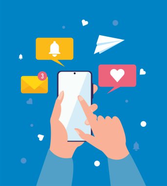 Akıllı telefon mesajı kullanan eller