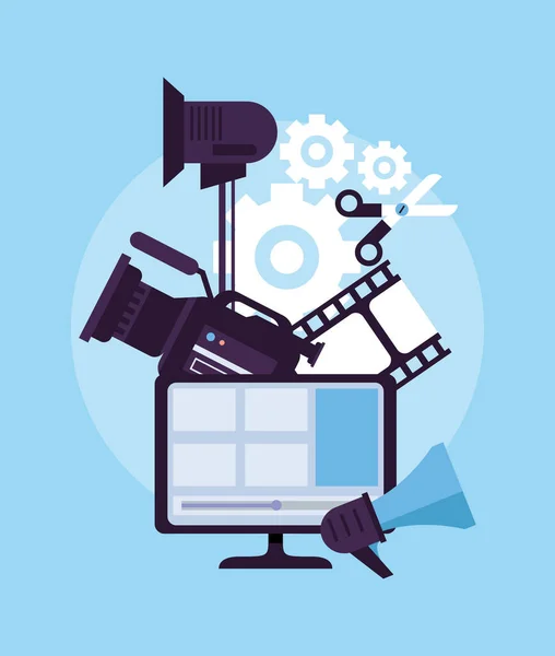 Icônes de production caméra et vidéo — Image vectorielle