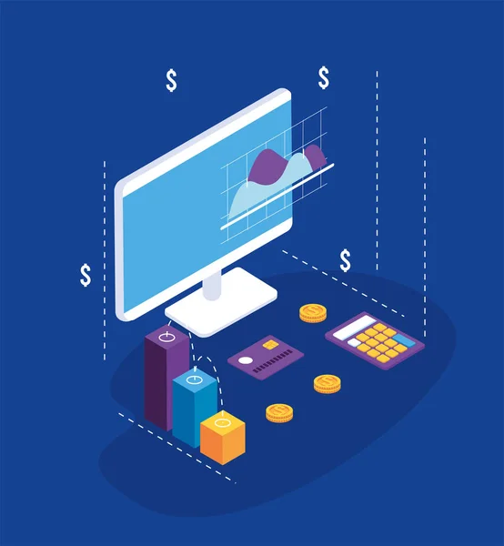 Soluções de pagamento com desktop — Vetor de Stock