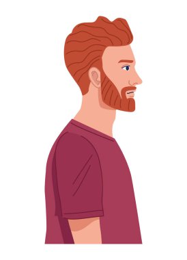 Kızıl sakallı, profilli adam.