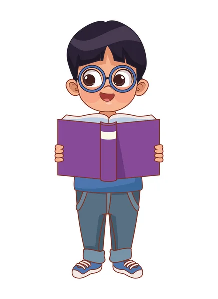 Liten pojke läser — Stock vektor