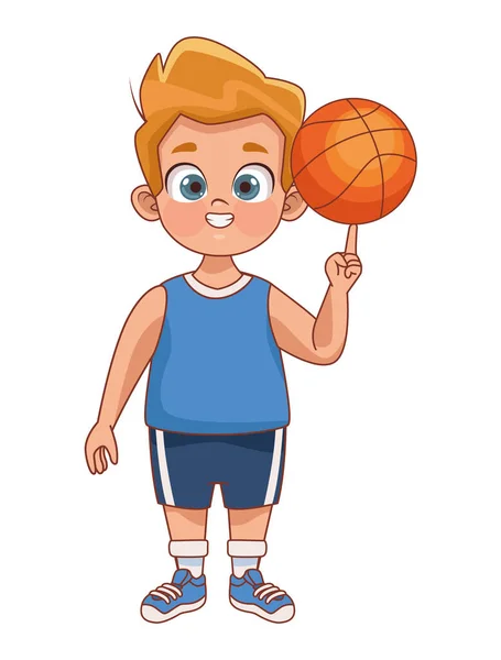 Kleiner Junge spielt Basketball — Stockvektor
