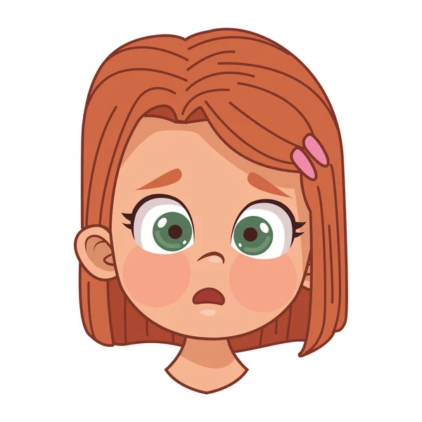 Redhead little girl head — Stock Vector
