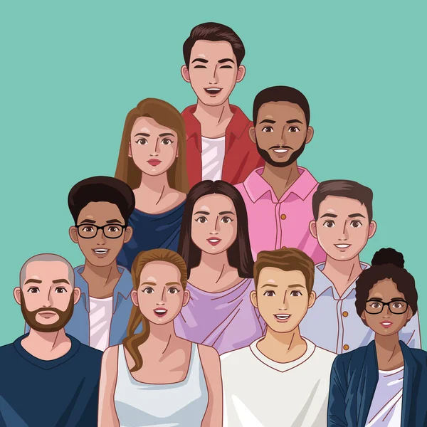 Dix personnes de diversité — Image vectorielle