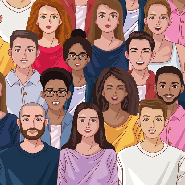 Multitud diversidad personas — Vector de stock