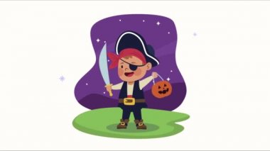 Korsan kılığına girmiş çocuk