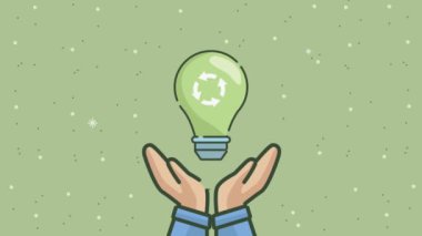 Elleri kaldıran çevre dostu animasyon ampulü yeniden kullan