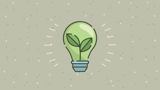 Eco friendly animation with leafs in bulb — Stock Video