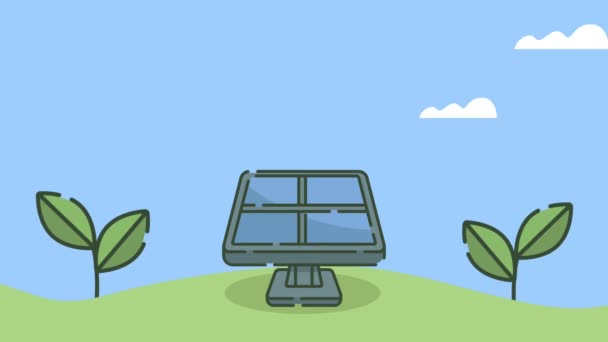 Eco friendly animation with solar panel — Stock Video