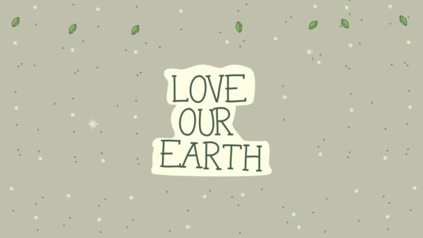 Liefde onze aarde belettering ecologie — Stockvideo