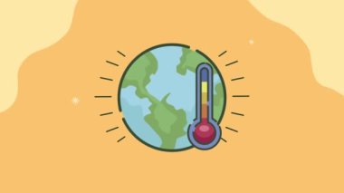 Dünya ve termometreyle çevre dostu animasyon