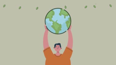 Toprağı kaldıran adamla çevre dostu animasyon