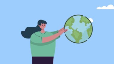 Toprağı kaldıran kadınla çevre dostu animasyon