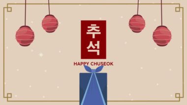 Hediyeler ve lambalarla dolu mutlu chuseok mektupları
