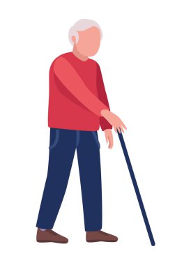 Büyükbaba baston kullanarak kör