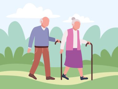 Kamptaki büyükanne ve büyükbaba çifti.