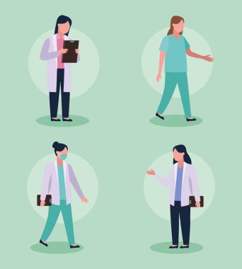 Dört kadın doktor grubu.