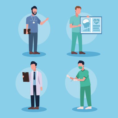 Dört erkek doktor grubu.