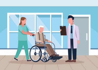 Yaşlı doktorlar ve büyükbaba.