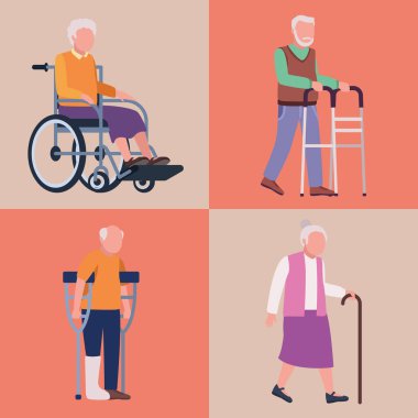 yaşlılar için dört yaşlı kişi.