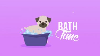 Küvette köpüklü banyo animasyonu.