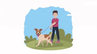 Köpek maskotu gezdirme animasyonu sahibi