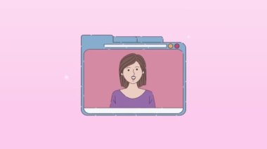 Web sayfasındaki kadınla dijital çalışma animasyonu