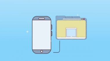 akıllı telefon ve web sayfası şablonu ile dijital çalışma animasyonu